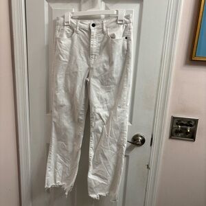 White straight leg jeans